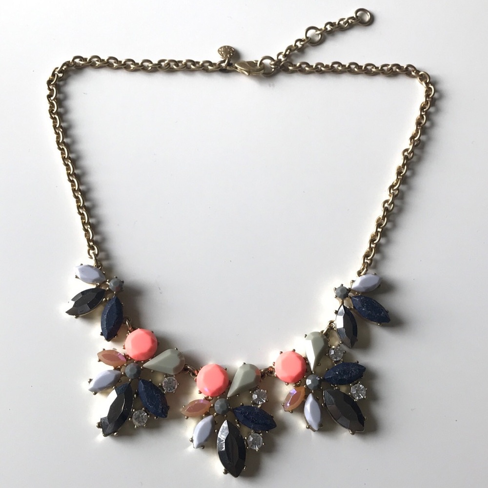 J.CREW Statement Necklace - COBALT BLUE PEACH - Picture 1 of 5